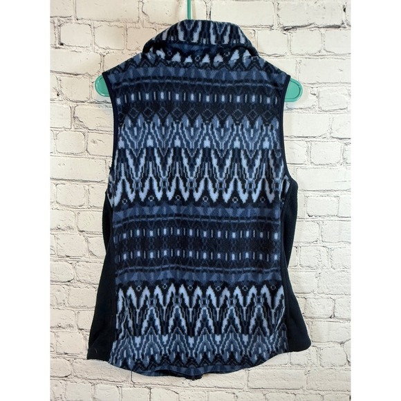 Chaps Fleece Vest Aztec Print Full Zip Sleeveless Jacket Blue Black Size Large - Picture 2 of 4